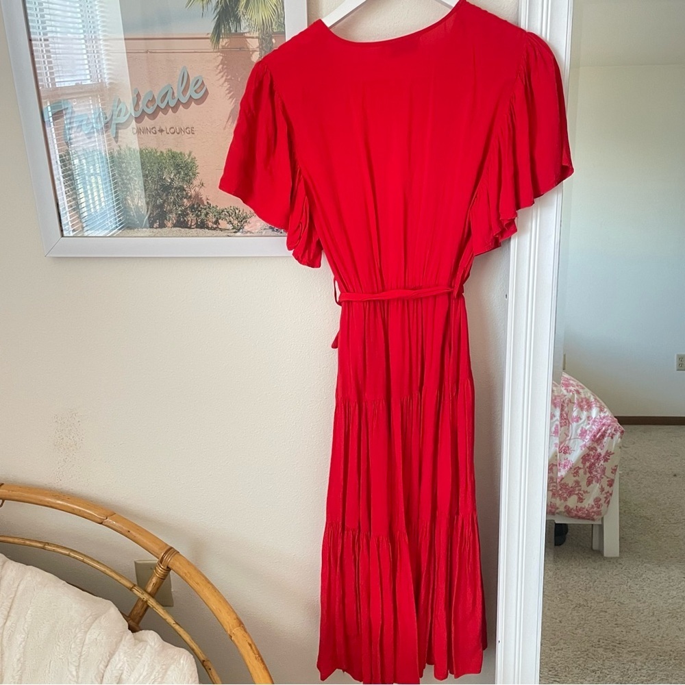 Petal + Pup Barker Tiered Midi Dress in Red Size Medium - Picture 6 of 6